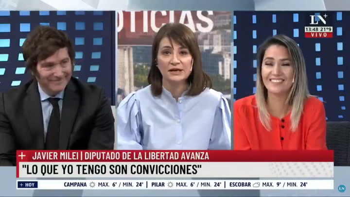 Javier Milei se cruzó con María Laura Santillán en +Noticias