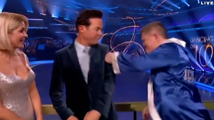 Ricky Hatton sends Dancing on Ice presenter flying with joke punch live on TV