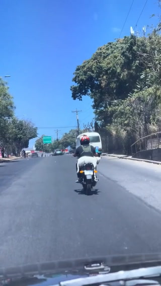 Joven y su perro viajan tranquilamente en moto por calles de Honduras