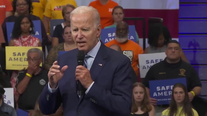 Biden gives fiery speech renewing call for assault weapons ban