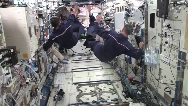 ISS astronauts compete in Space Olympics synchronised swimming event