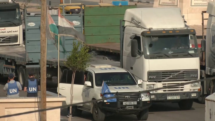 UN trucks at Rafah border as more humanitarian aid expected to pass into Gaza