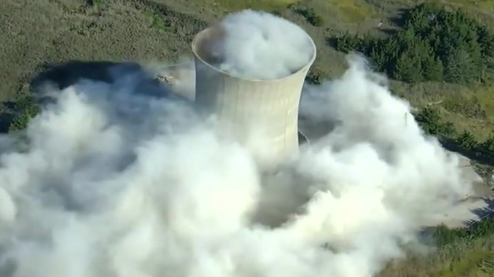 Cooling tower at former New Jersey power plant destroyed in controlled implosion
