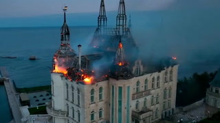 Flames engulf Ukraine’s ‘Harry Potter castle’ after Russian strike