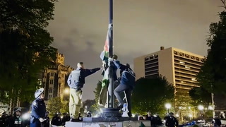 NYPD take down Palestinian flag previously put up by college students