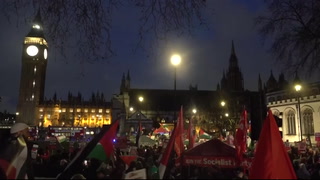 Gaza ceasefire protesters rally outside Parliament during debate