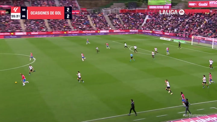 Gol de Hugo Duro (0-1) en el Girona 2-1 Valencia