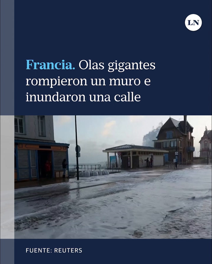 Francia: Olas gigantes rompieron un muro e inundaron una calle de la ciudad de Saint-Malo
