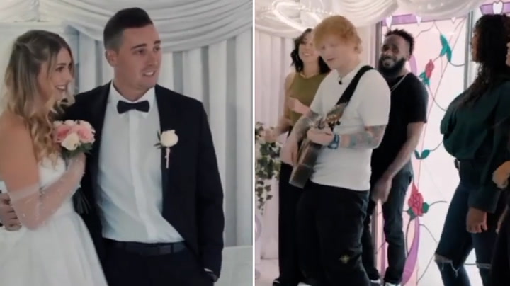 Ed Sheeran crashes wedding as stunned bride and groom break down in tears