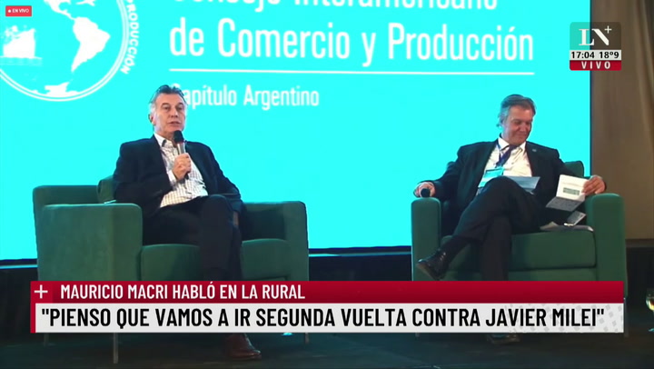 Mauricio Macri: 'Pienso que vamos a ir a segunda vuelta contra Javier Milei'