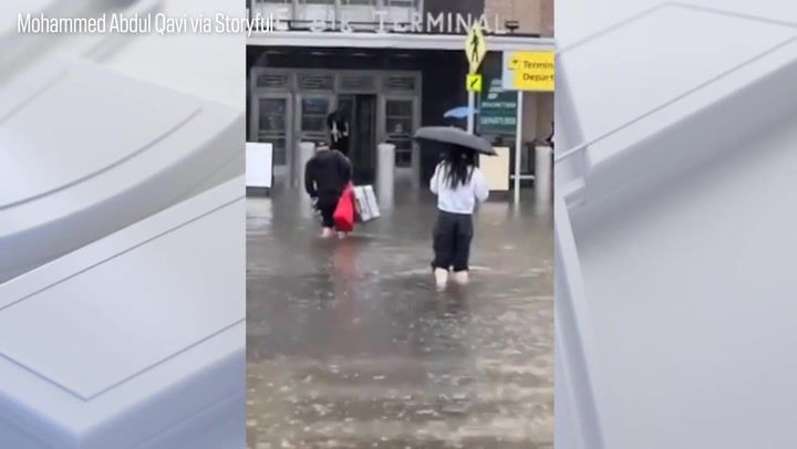 Raw: Flooding at LaGuardia Terminal A