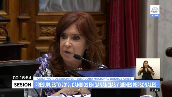Cristina Fernández de Kirchner: 'No se sale de la recesión ajustando el gasto público' - Fuente: Sen