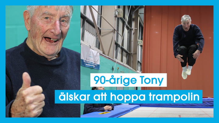 90-årige Tony älskar att hoppa trampolin