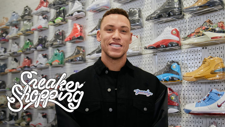 Aaron Judge goes Sneaker Shopping with Complex's Joe La Puma at Stadium Goods in New York City and talks about his favorite Air Jordans, the struggle of wearing size 17, and Travis Scott hooking him up with sneakers.