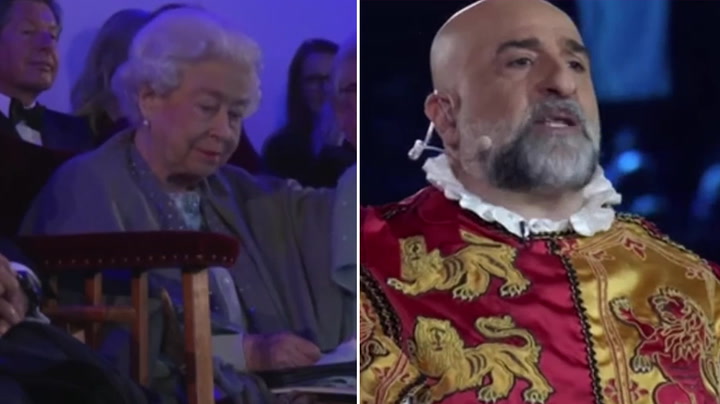 Queen smiles and waves after Omid Djalili jokes about missing opening of parliament