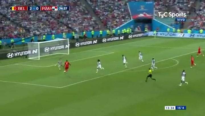 El tercer gol de Bélgica, el segundo de Lukaku, contra Panamá