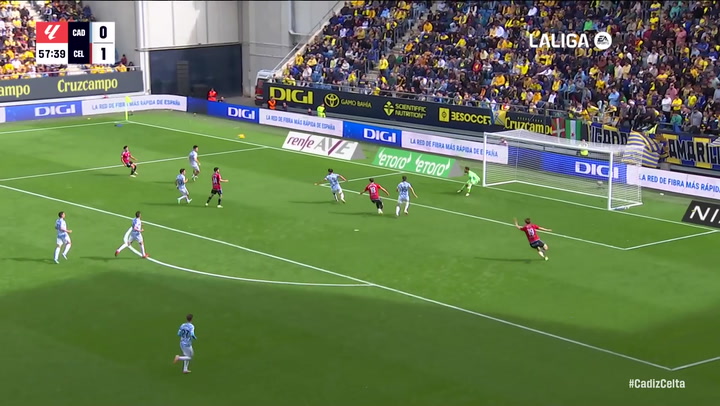 Gol de Williot Swedberg (1-1) en el Cádiz 2-2 Celta de Vigo