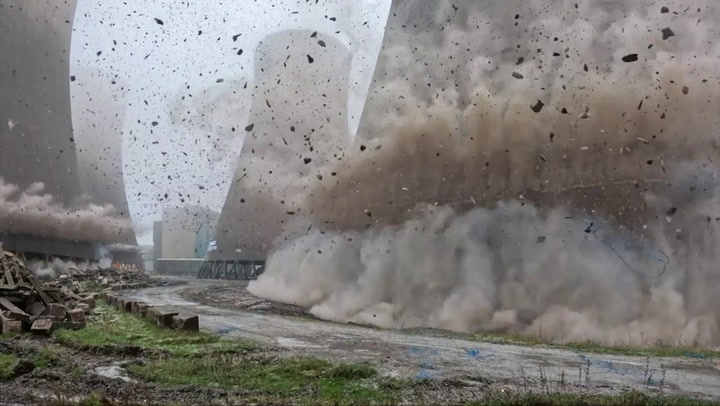 Demolition Of NW England Cooling Towers in Warrington, UK