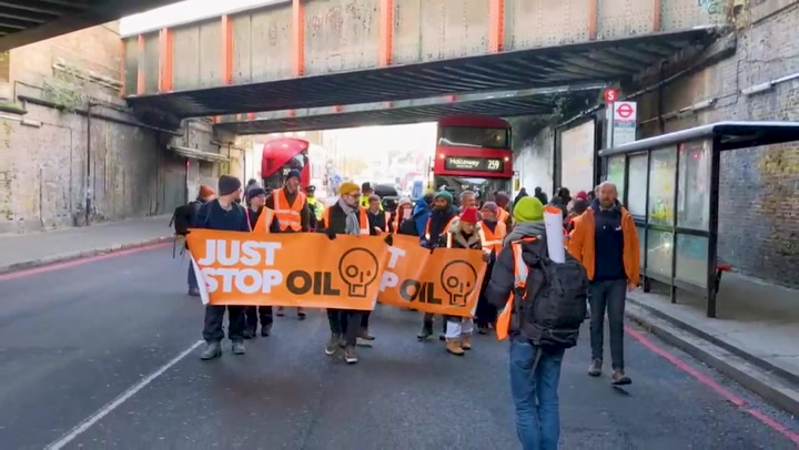 Just Stop Oil slowly march through Finsbury Park in last protest before Christmas