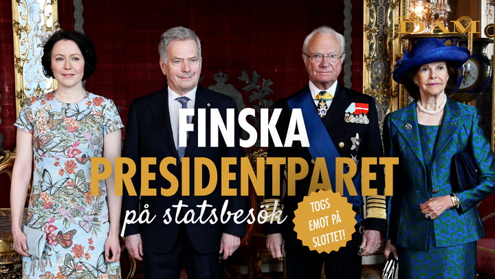 Finska presidentparet på statsbesök – se bilderna från slottet
