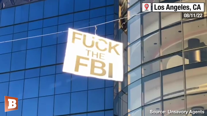 Street Artist Sabo Hangs ‘F*ck the FBI’ and ‘Trump 2024 MAGA’ Signs Around Los Angeles