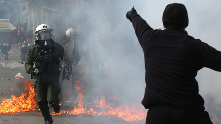Clashes in Athens as striking Greeks protest over deadly train crash
