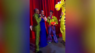 Rob Beckett arrives at Brit Awards in giraffe costume