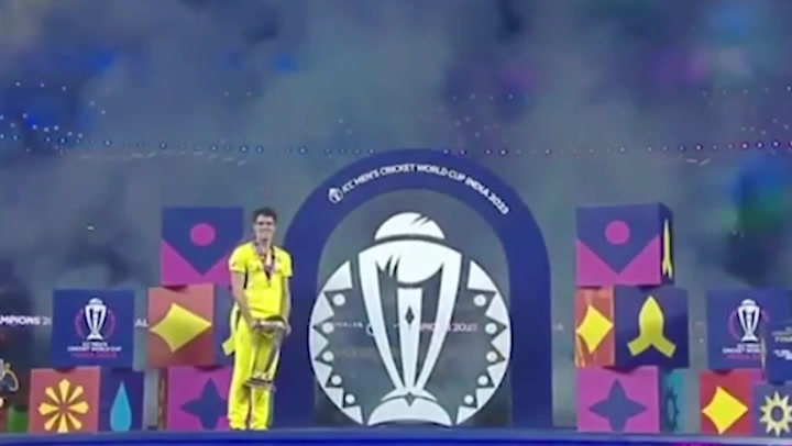 Cricket World Cup: Pat Cummins awkwardly left alone on stage during trophy lift