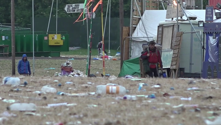 Glastonbury clear-up begins as party-goers leave Worthy Farm