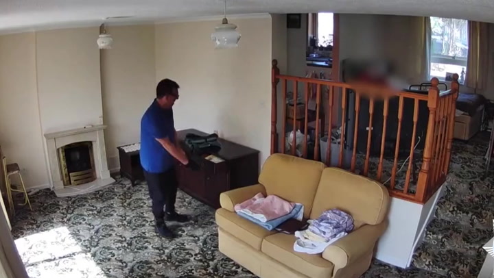 Burglar caught on security camera sneaking into pensioner's flat