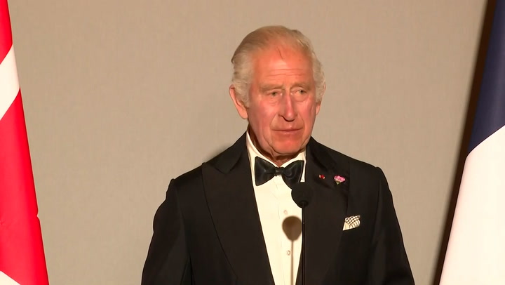 King Charles speaks in French as he thanks Macron for Versailles banquet