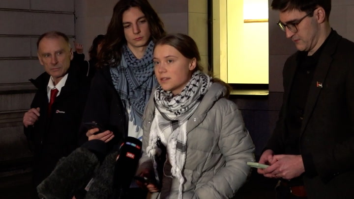 Greta Thunberg speaks outside court after first day of trial: ‘Remember who real enemy is’