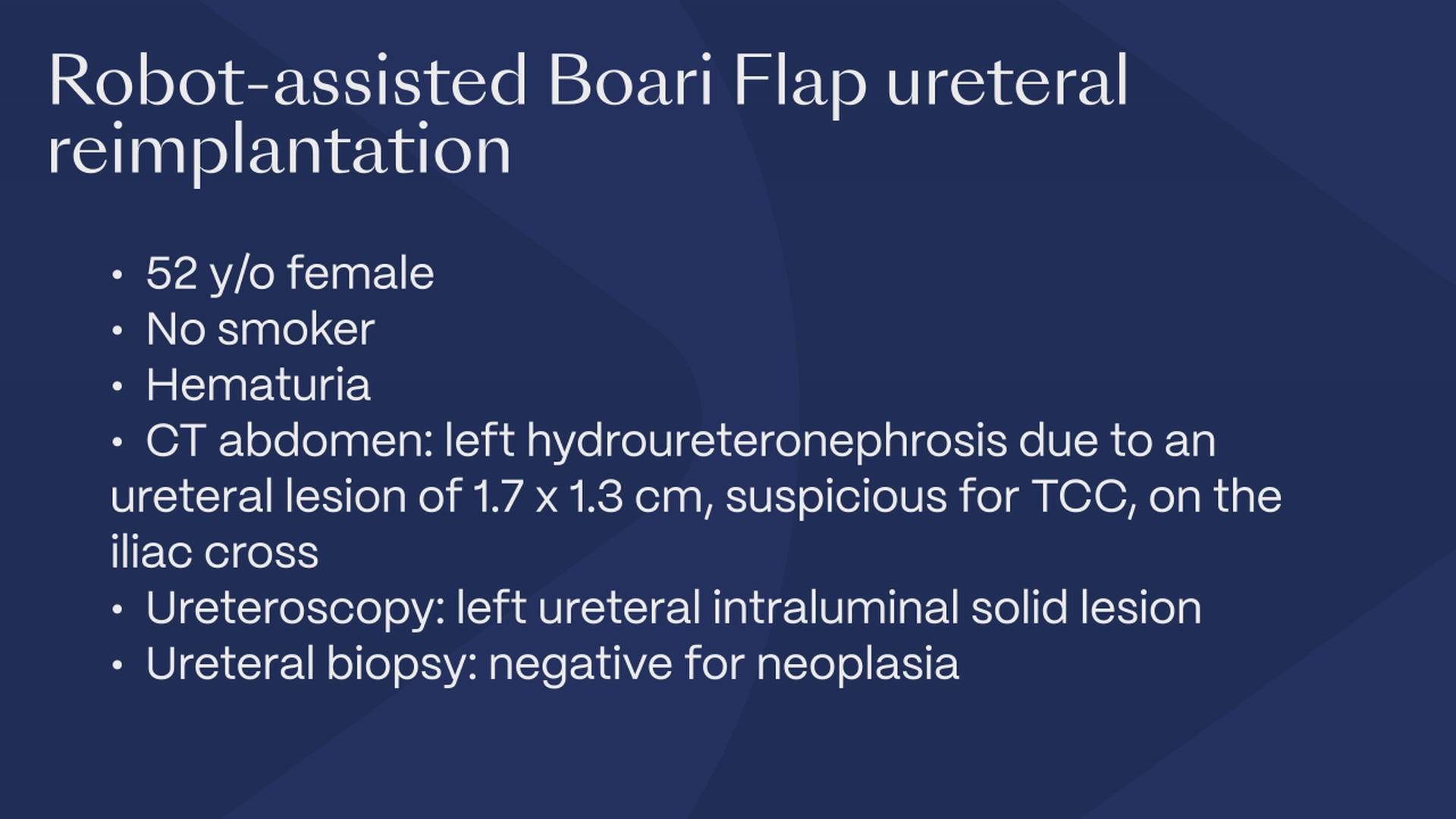 Robot-assisted Boari Flap Ureteral Reimplantation