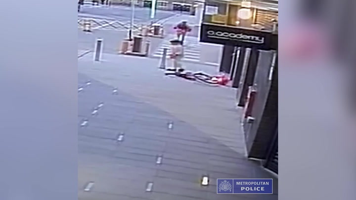 Moment thief threatens to stab 11-year-old girl before stealing electric scooter