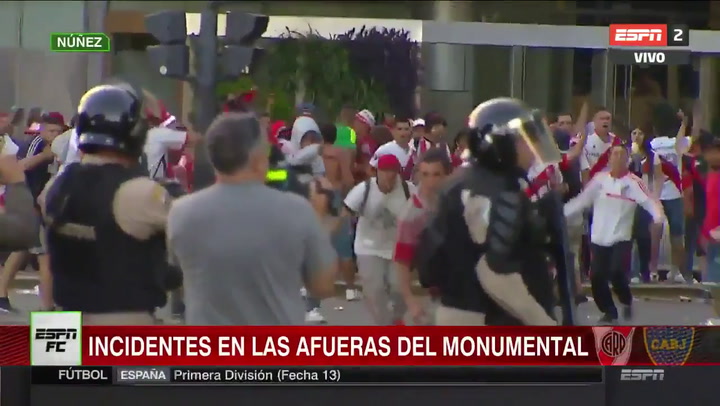 Incidentes a las afueras del Monumental - Fuente: ESPN