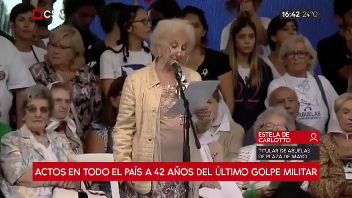 Habló Estela De Carlotto en el acto en Plaza De Mayo por el Día De La Memoria