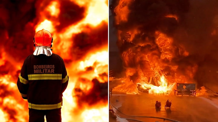 Raging fire breaks out at fuel storage unit in Brazil