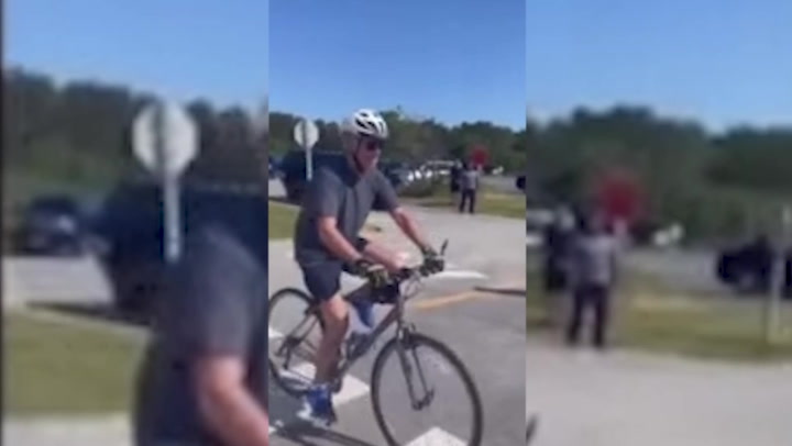 Trump mocks Biden falling off bike with golf shot video