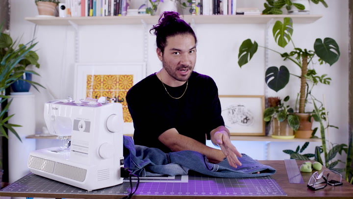 Peder Cho Shows How to DIY Denim Bootcut Jeans Into a Shoulder Bag