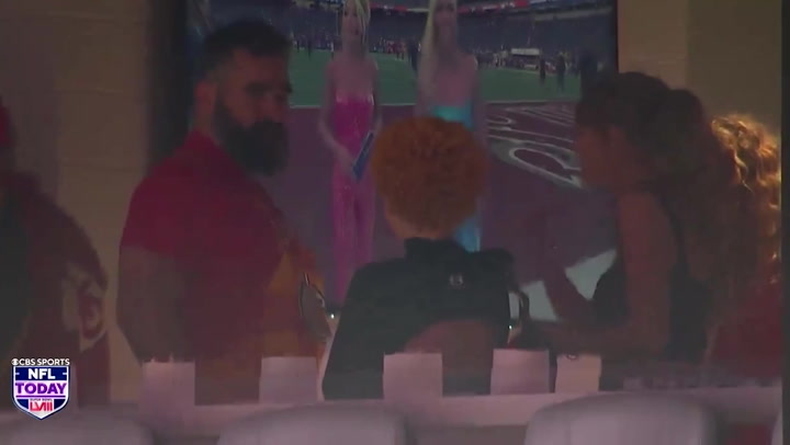 Jason Kelce meets Ice Spice in Super Bowl suite