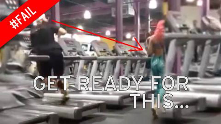 Watch hilarious gym-goer fall off treadmill while checking out girl -  before a spectacular recovery - Daily Record