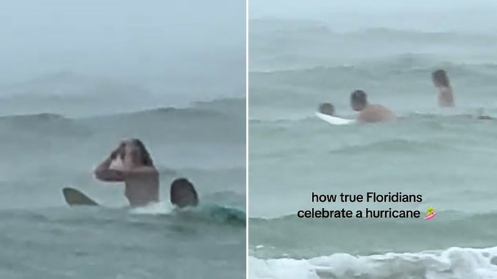 Floridians surf in Hurricane Idalia waves