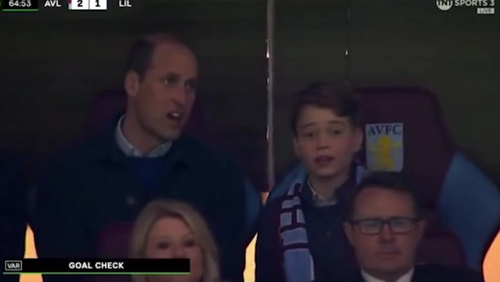 Prince William spotted with Prince George at Aston Villa match