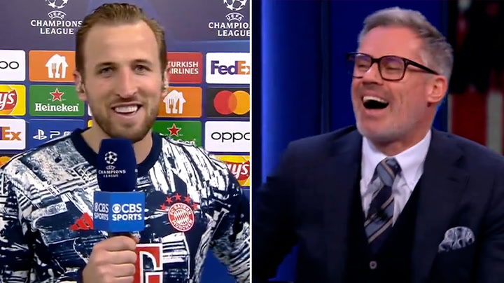 Harry Kane exposes Jamie Carragher lie in hilarious live interview after Bayern win