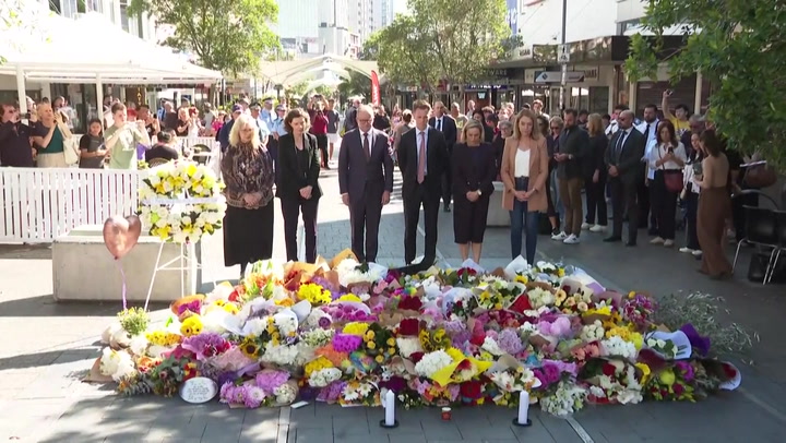 Australian prime minister lays flowers outside scene of Sydney stabbings