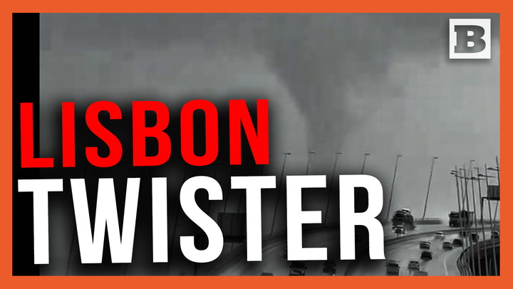 Lisbon Twister! Funnel Cloud Seen Over River in Lisbon