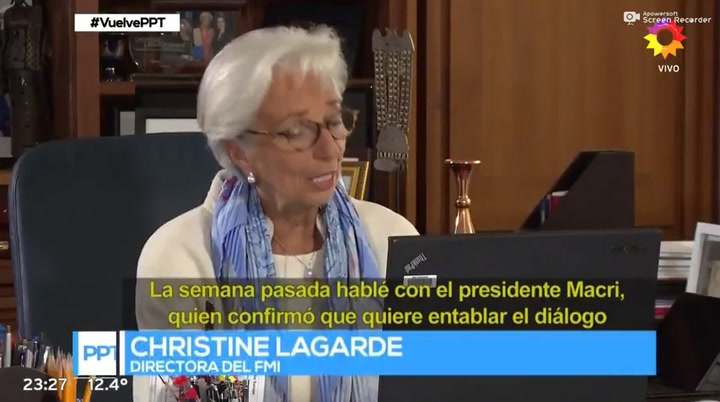 La mirada de Christine Lagarde sobre el acuerdo entre el FMI y la Argentina. Fuente: PPT