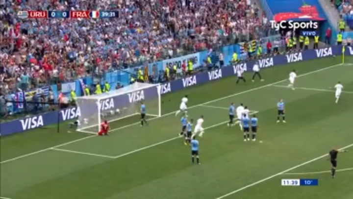 El gol de Francia que marcó el 1-0 ante Uruguay - Fuente: TyC