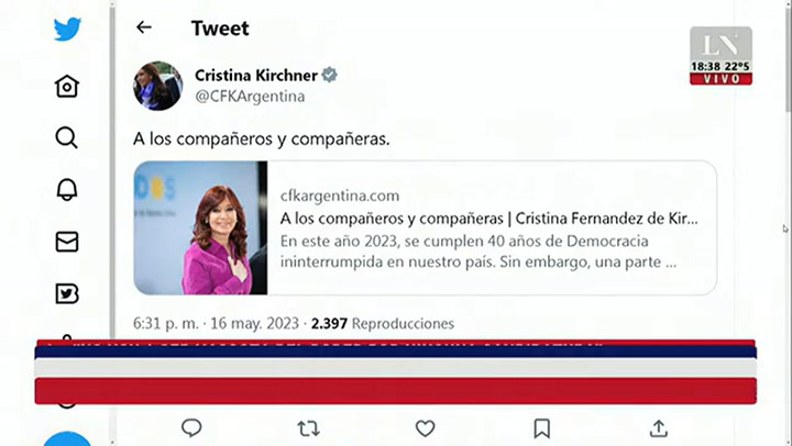 Ahora: Cristina Kirchner ratificó que no será candidata