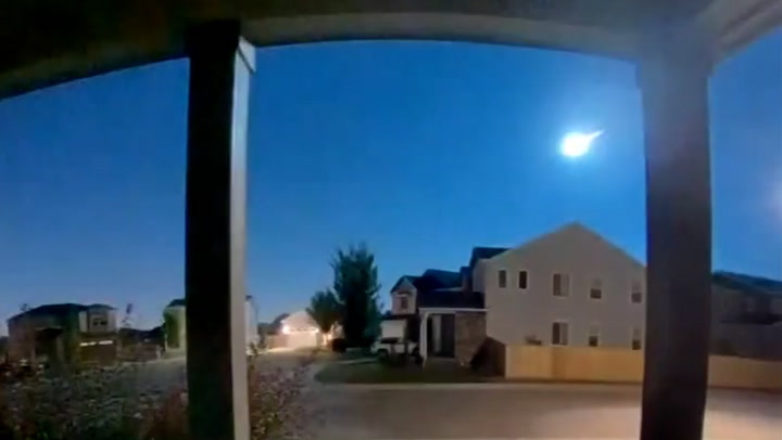 Doorbell camera captures meteor streaking across night sky in Colorado